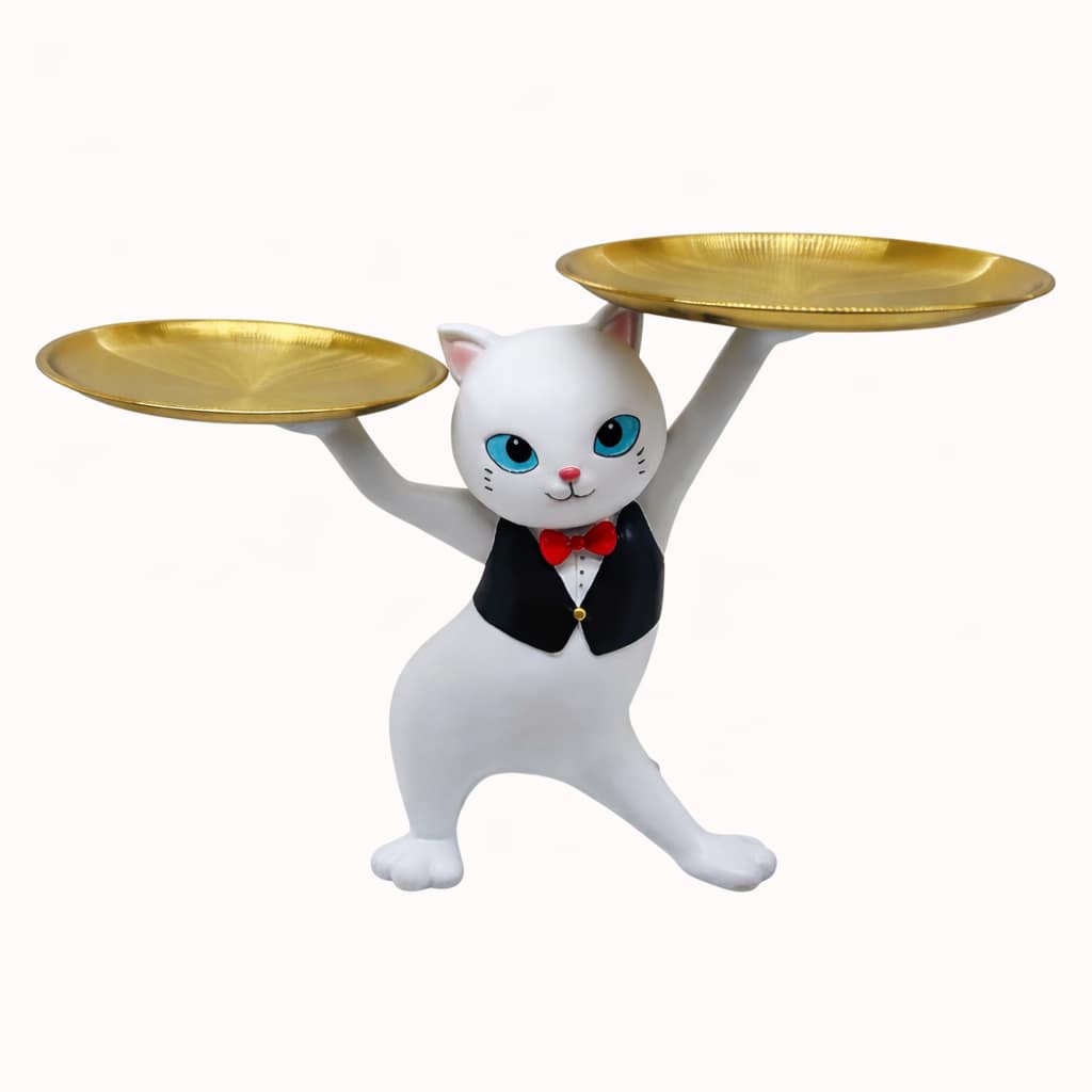 Modern Cat Figurine Organizer Cosmetic Cookie Candy Dish Jewelry Tray Statue 2 – Copy