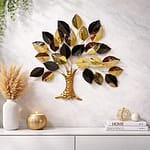 Luxury Metal Tree Wall Art – Golden & Black Leaf Design