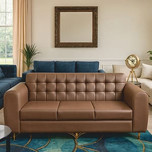 Tufted three-seater sofa.